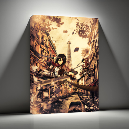 Eren et Mikasa in Paris Wall Art